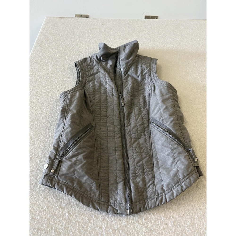 Columbia Vest Womens Medium Gray Quilted Interchange Puffer Zip Pockets Warm